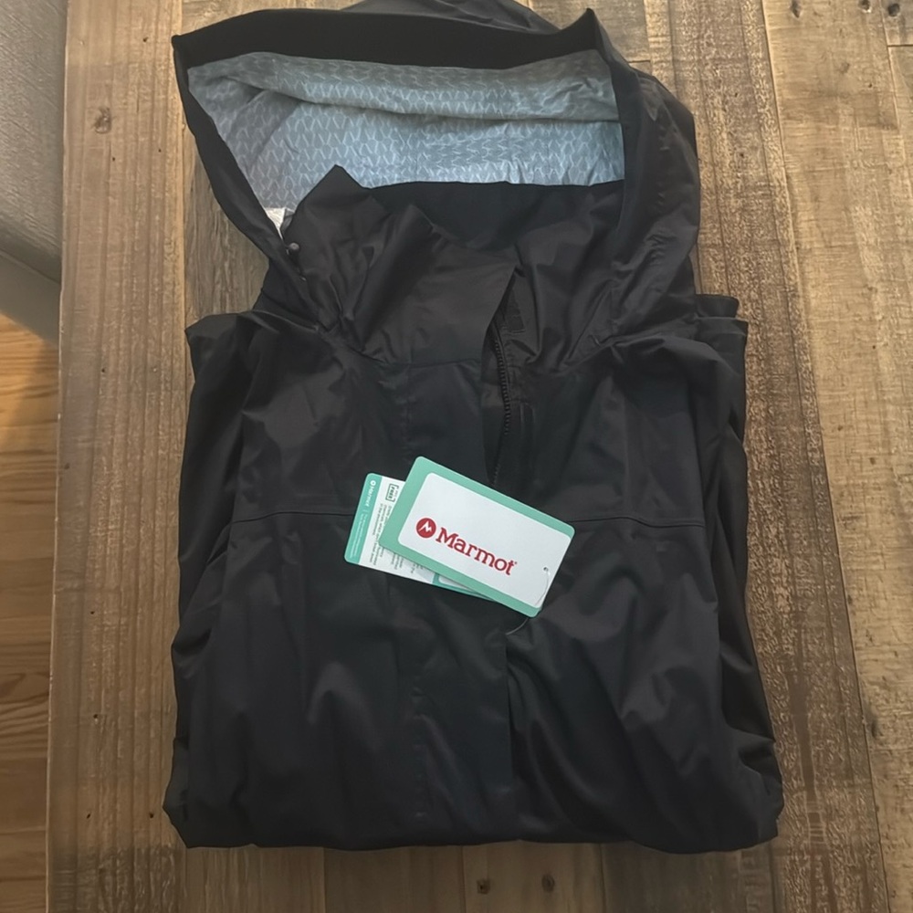 NWT Marmot Precip Eco Women's Black Lightweight Jacket Size Large